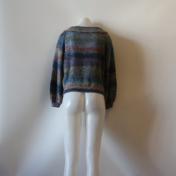 Banana Republic Blue-Multi Color Sequin Sweater Sz S * - Picture 6 of 7